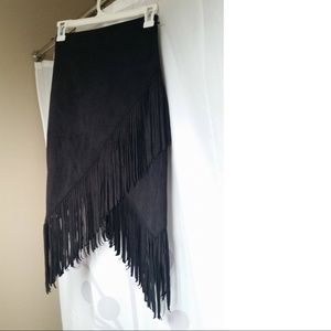NWT! EXPRESS Suede Fringed Wrap Pencil Skirt (00)